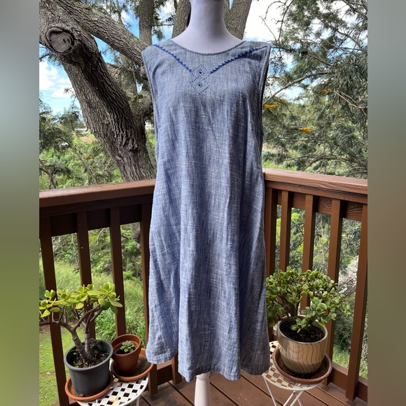 Mata Traders Fresco Chambray Shift Dress Size L - Picture 1 of 6